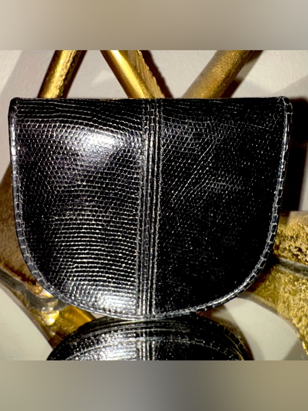 Vintage new Judith Leiber black exotic lizard small wallet - Picture 4 of 5